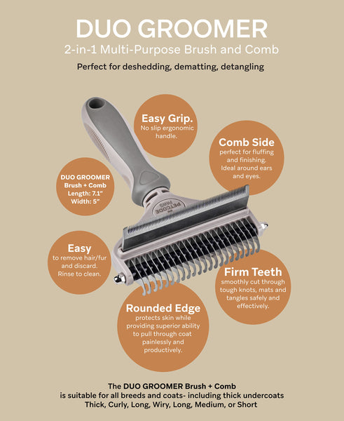 DUO GROOMER BRUSH + COMB IN ONE x 3